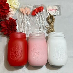 Red, Pink, and White Decorative Mother’s Day Glass Ornament Hand Painted Craft